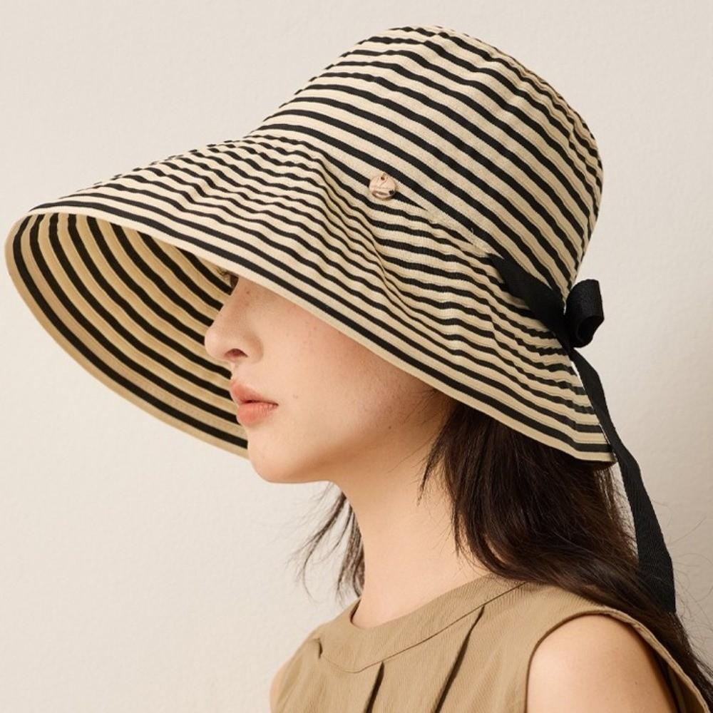 Wide Brim Fisherman Hat Striped UV Protection Hat Fashion Wide-Brimmed Hat  Outdoor Sports