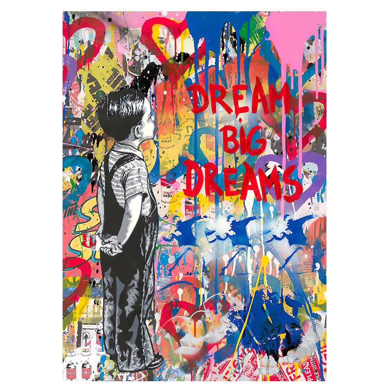 

МЕЧТАЙТЕ О БОЛЬШОМ Мечты Граффити Искусство Холст Картины на Стене Современные Поп Стрит Арт Постеры и Принты Картина для Домашнего Декора Комнаты 21x30cm No Framed
