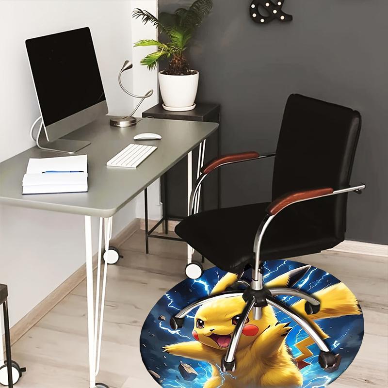 

1pc Pikachu Electric Energy Round carpet, Made of Polyester,Perfect for Decorating Office Chairs, Living Rooms,fplt249 80cm by 80cm