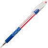RSVP Ballpoint Pen 0.7mm. Fine Line Stars and Stripes Flag Inspired Barrel Black Ink Box of 12 Pens