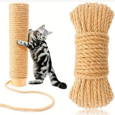 33ft Natural Jute Scratching Post Replacement Rope- 1/ 4inch Odorless Jute Rope, Suitable for Trees and Towers