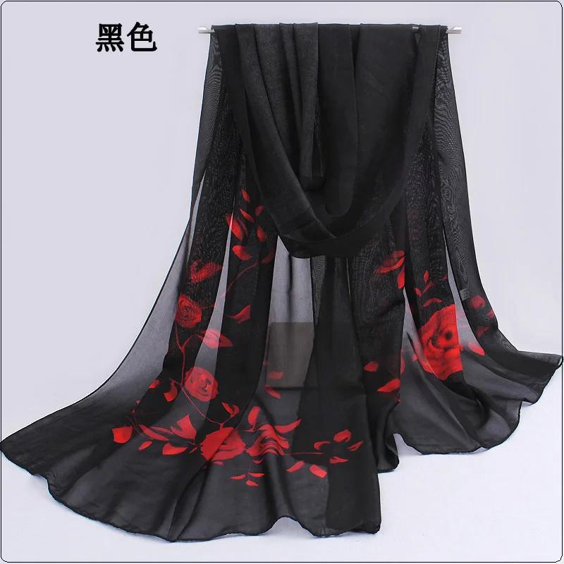 Spring And Summer Women Scarf New Pashmina Shawl Printed Cape Silk Chiffon Polyester Tippet Muffler 60*160Cm