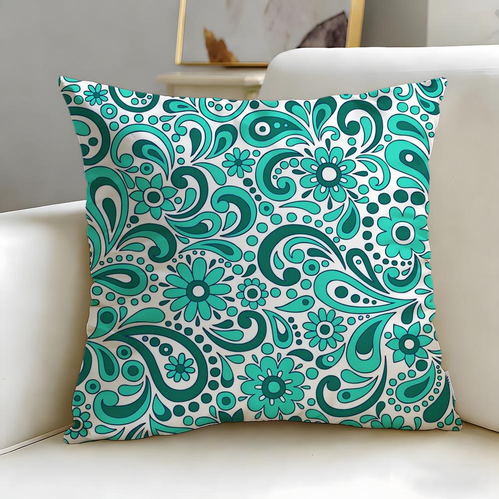 Paisley Pattern Cushion Cover Soft EasyWash Pillow Case Versatile for Couch Bed Travel and Office