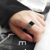 Korean Retro Black Square Index Finger Ring - Trendy European & American Style for Women