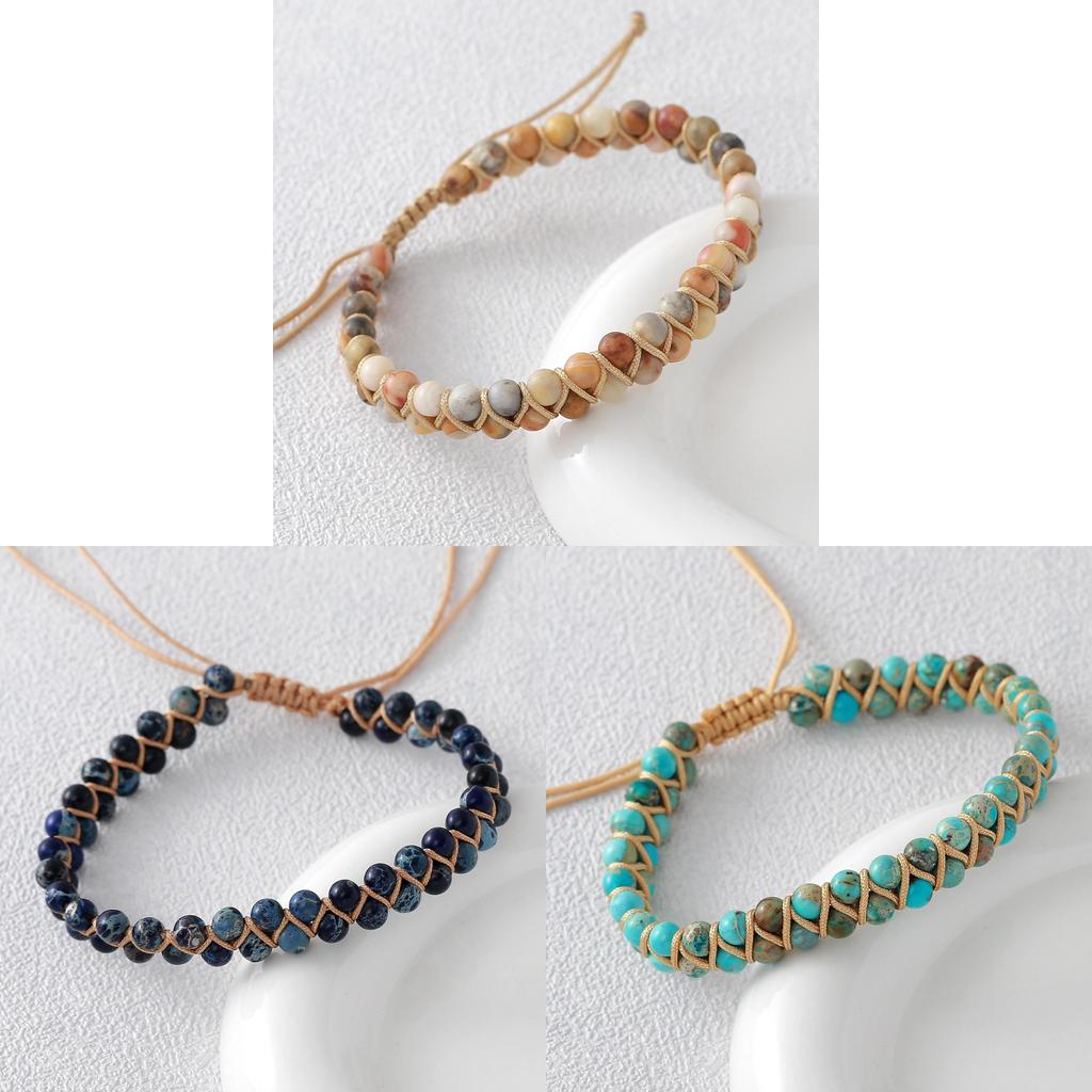 Natural Agate Beaded Hand Chain With Geometric Design For Yoga And Gift Giving