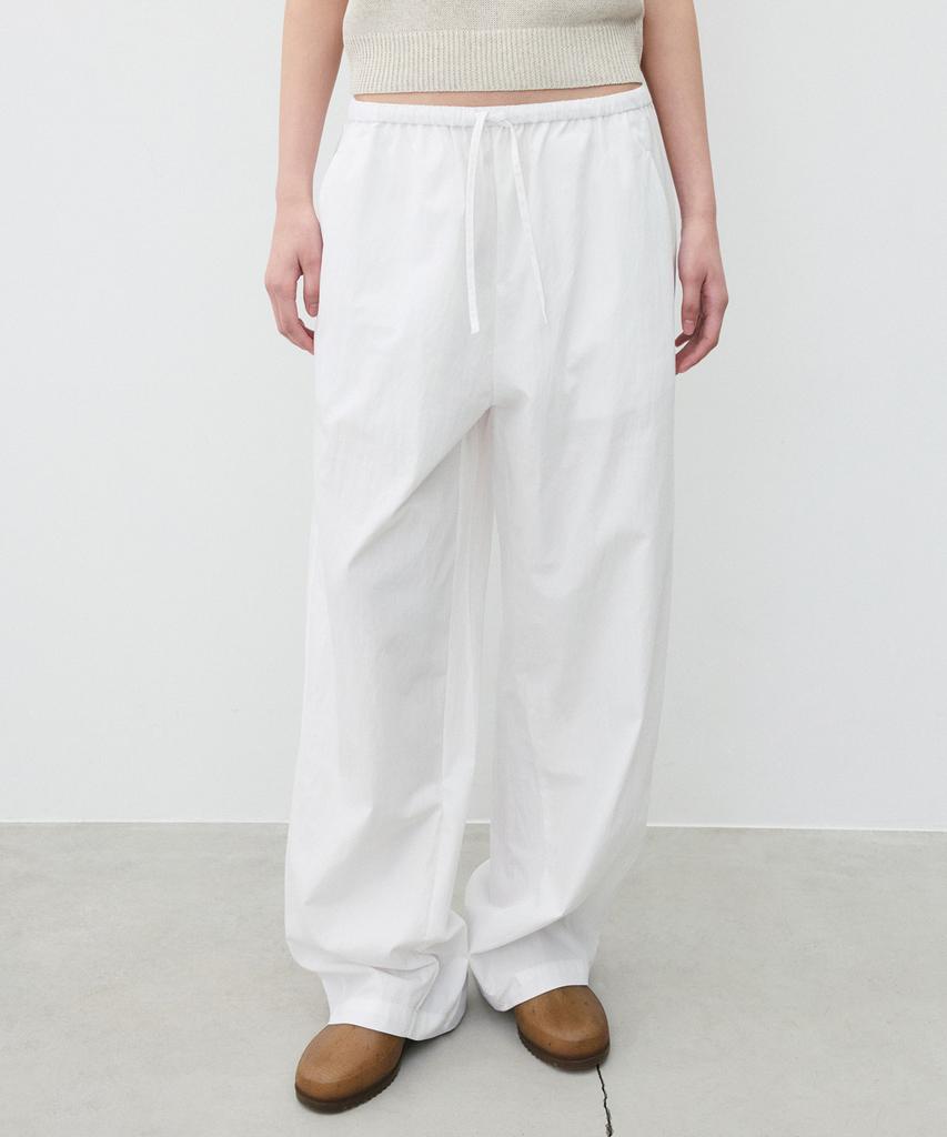 SUARE WOMEN Light Cotton Elastic Waist Pants White