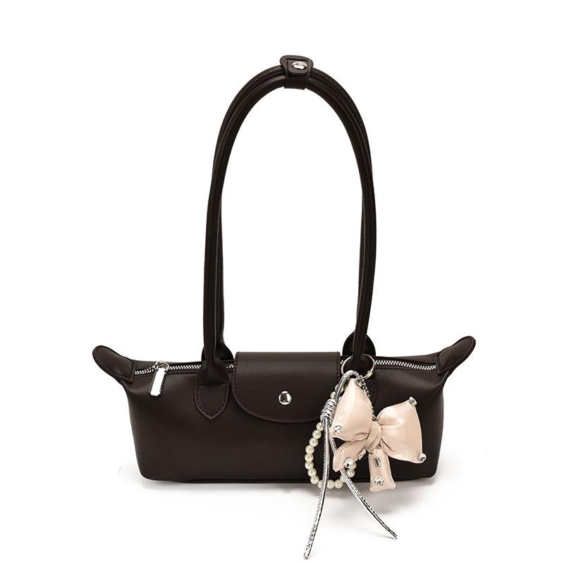 2026 French Light Luxury Cowhide Long Handle Dumpling Baguette Crossbody Bag