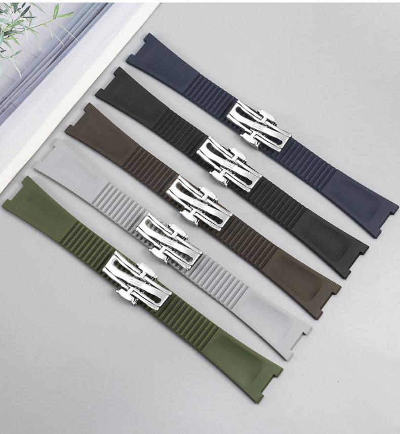 Gummi Konkaves Uhrenarmband für Patek Nautilus Philippe PP 5711 5712 Schwarz Blau Grau Braun Silikon Uhrenarmband 25mm*13mm