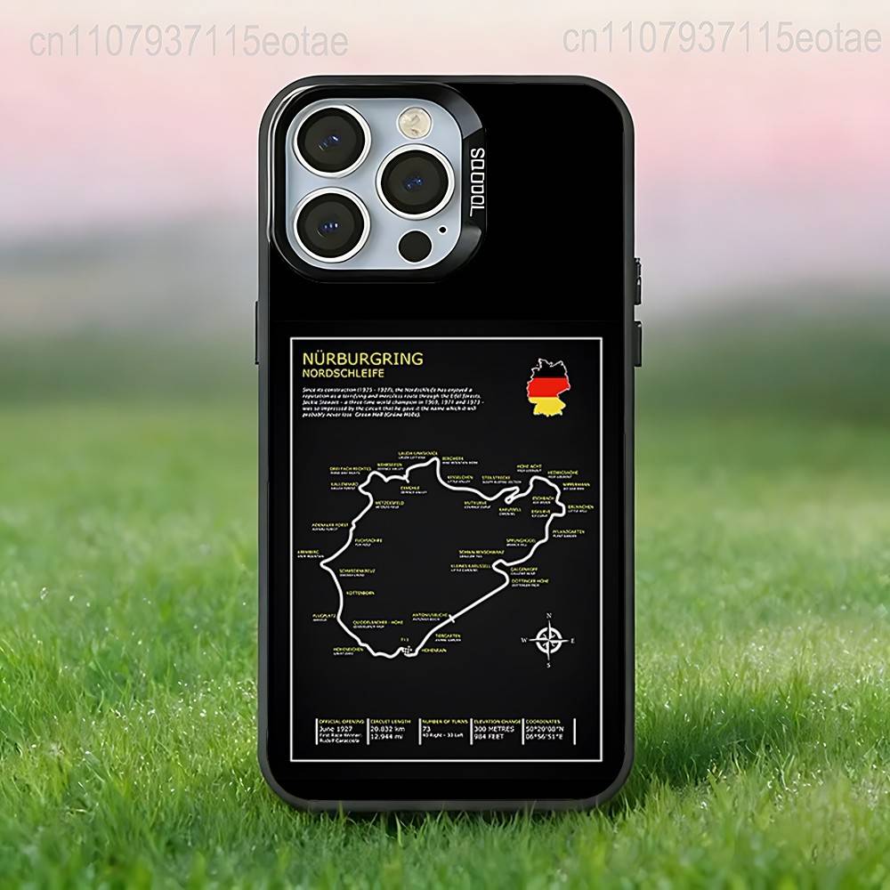 Funda para Teléfono de Coche Deportivo N-Nurburgring Para iPhone 17,16,15,14,13,12,11,Pro,Max,Plus,E,Air,Mini Cubierta Negra IMD
