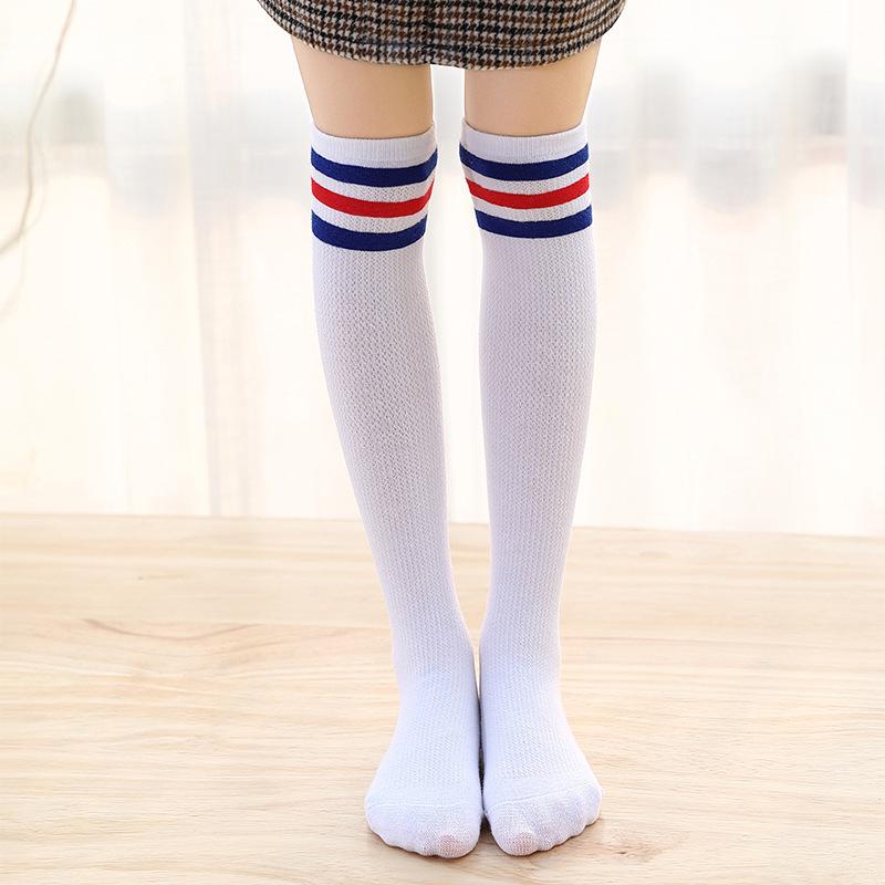 Kids Mesh Ruffle Mid-Calf Socks, Thin Cotton, Knee-High for Girls & Boys, Football Style S: 90-105CM