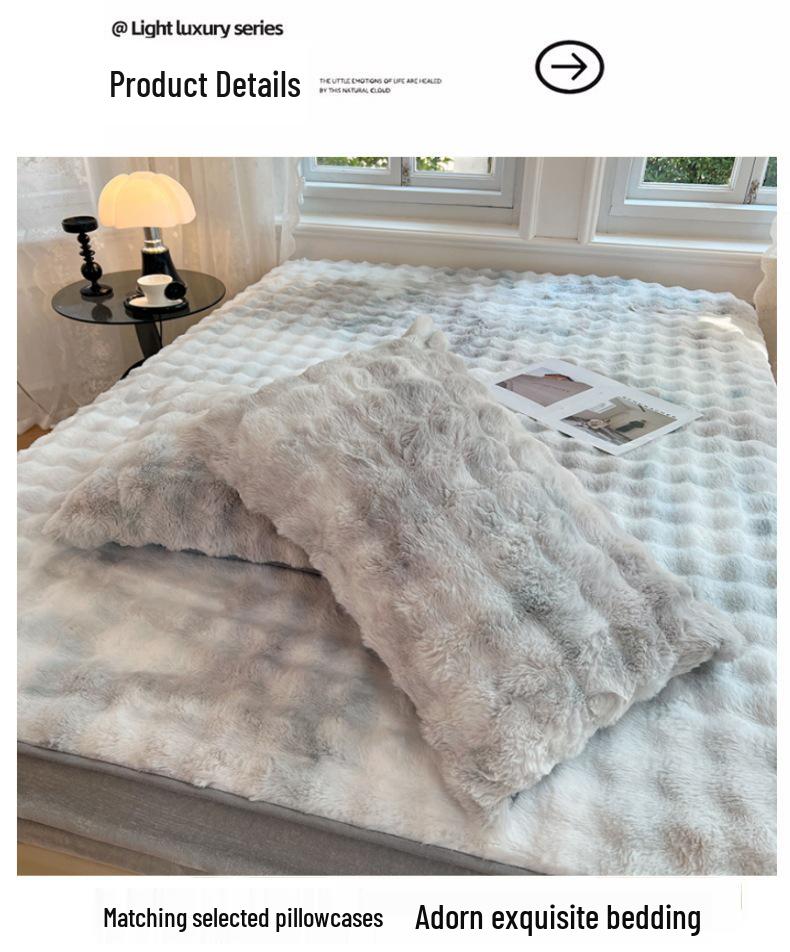 Luxurious Faux Rabbit Fur Bed Skirt & Velvet Mattress Protector
