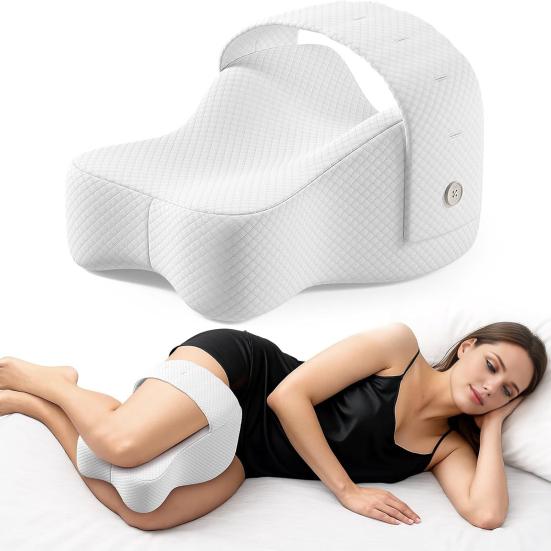 Memory Foam Knee Pillow Large Leg Pillow with Adjustable Strap Aligns Spine Sciatica Relief Back Knees Joints Support
