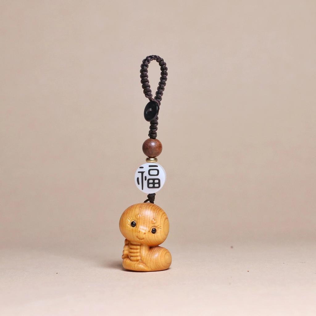 Miniatur Holz Tierkreiszeichen Schlange Figuren Niedliche Tier Schlüsselanhänger Anhänger Büro Schreibtisch Zuhause Dekor Geburtstag Geschenk Kinder Event Souvenir