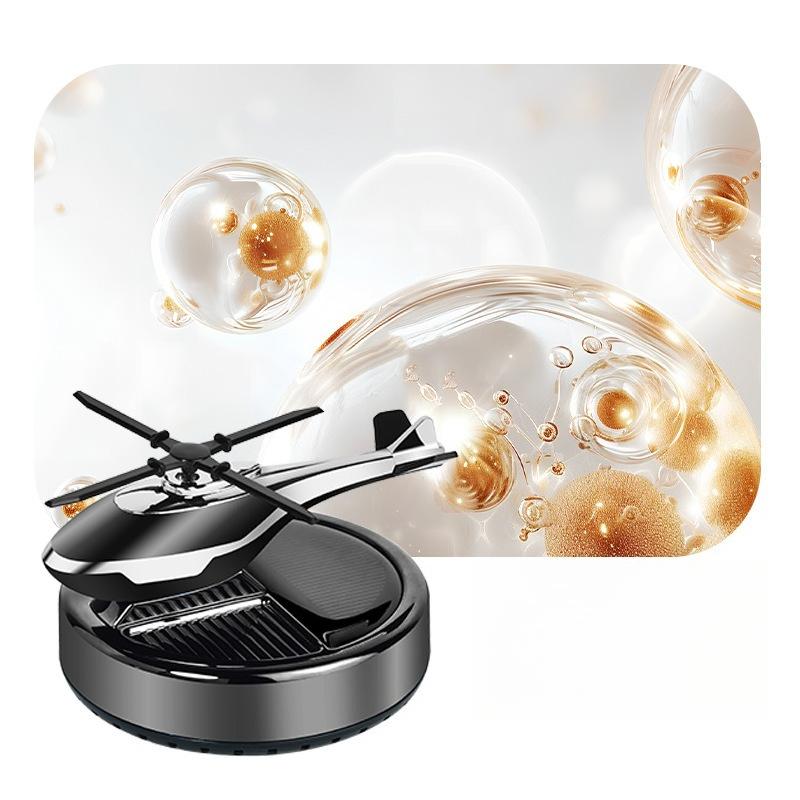 Solar Powered Rotating Helicopter Car Mounted Ornament Aromatherapy