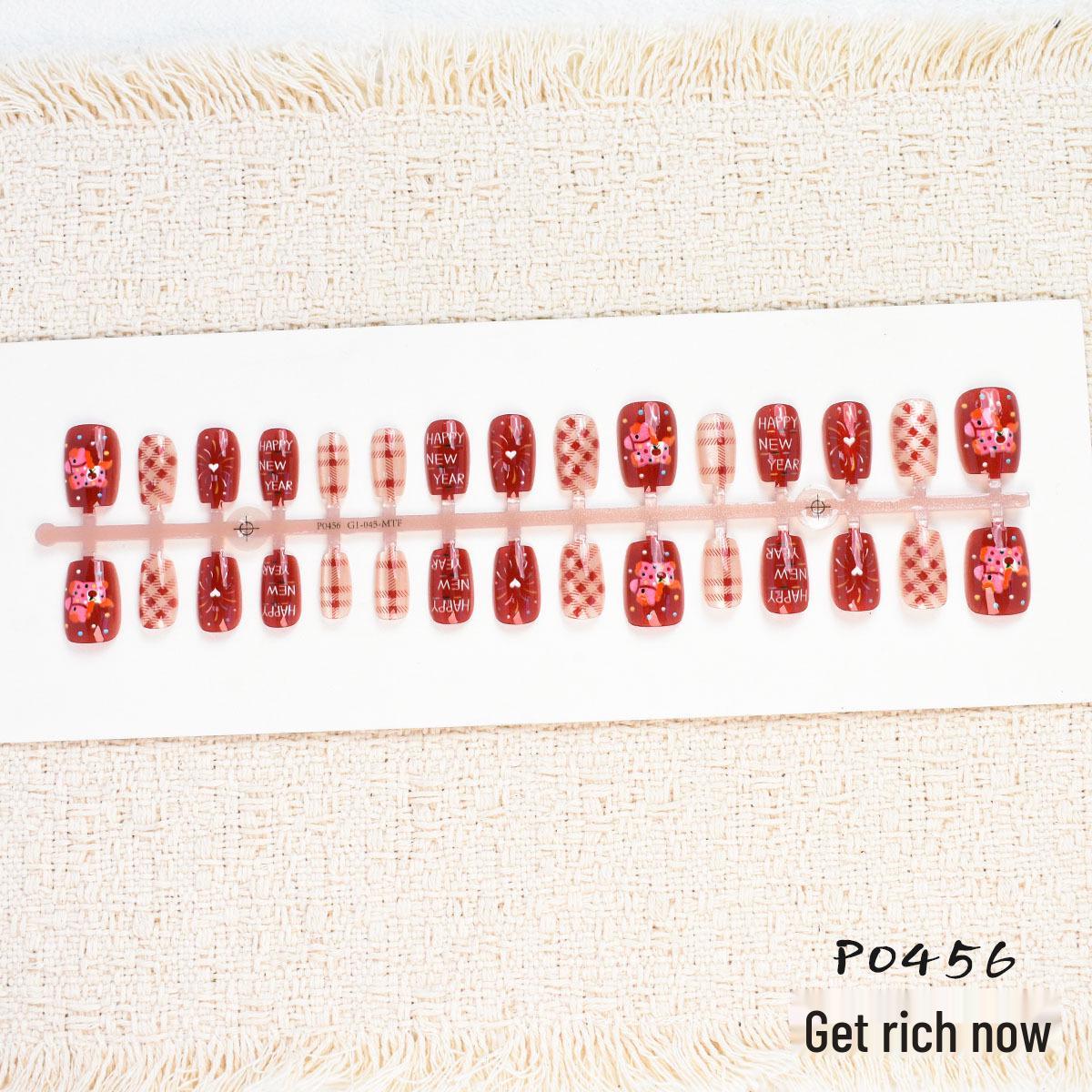 New Year Cat Eye Plaid Nails: Red, Festive, Good Luck, Cute Temperament