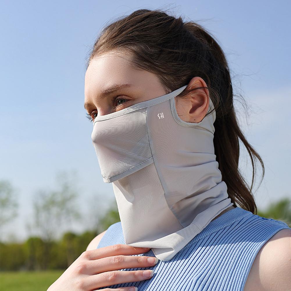 Ice Silk UV Sun Protection Mask Breathable Sports Bandana Soft Adjustable Anti Ultraviolet Thin for Summer Outdoor Activities