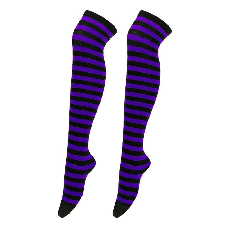 Damen Gestreifte Overknee Oberschenkelhohe Lange Socken für Weihnachts-Feierparty