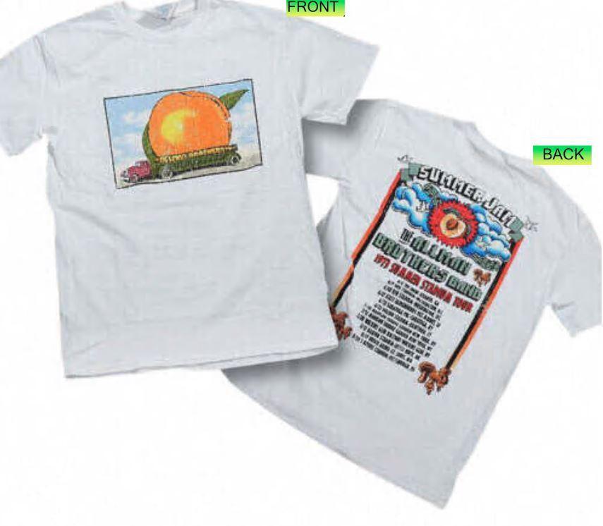 

Allman Brothers EAT A PEACH 73 Summer Tour Tee T-shirt WHITE 2 SIDE1 XL