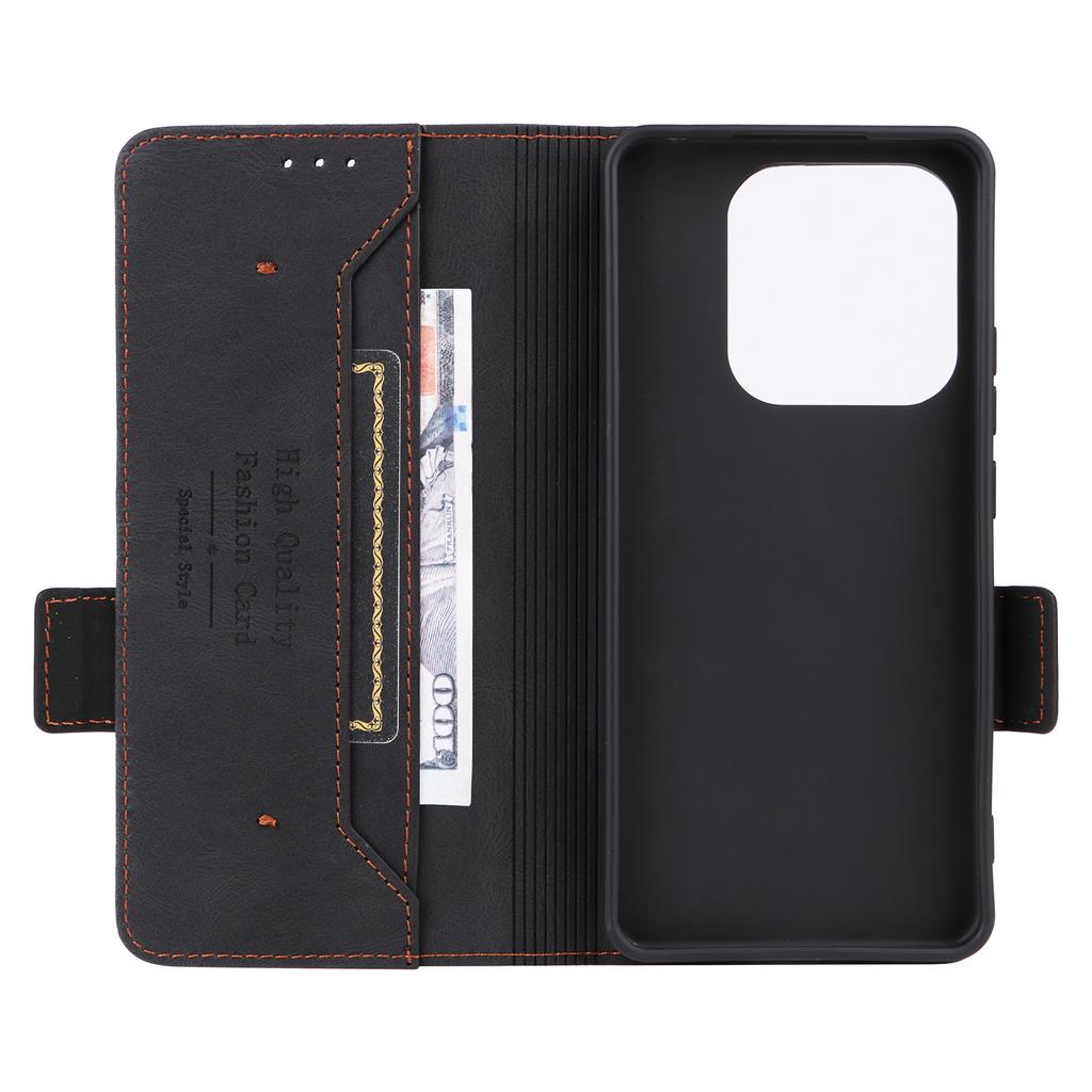 For Xiaomi Redmi Note 14 4G (163.25mm) Case Leather Wallet Flip Phone Cover with Hardware Decor