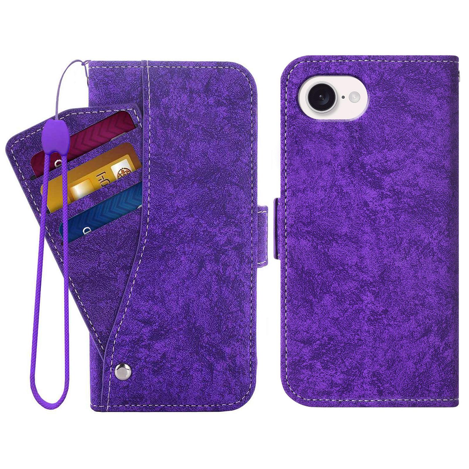 

For iPhone 16e Case Water-ink Painting Wallet PU Leathe Phone Cover with Rotating Card Slots
