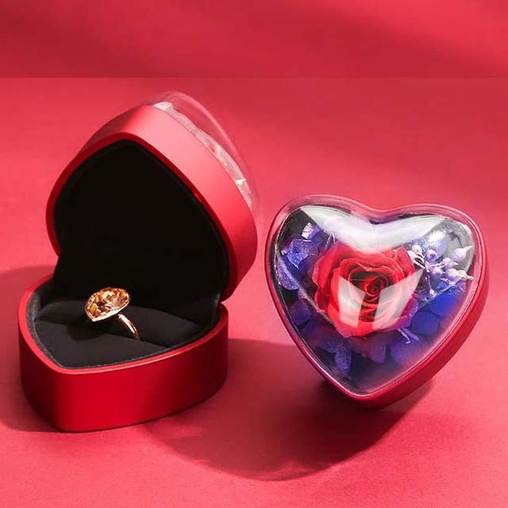 Composite Paper Heart Ring Box Acrylic Jewelry Organizer Jewelry Box Ring Display Case  Party