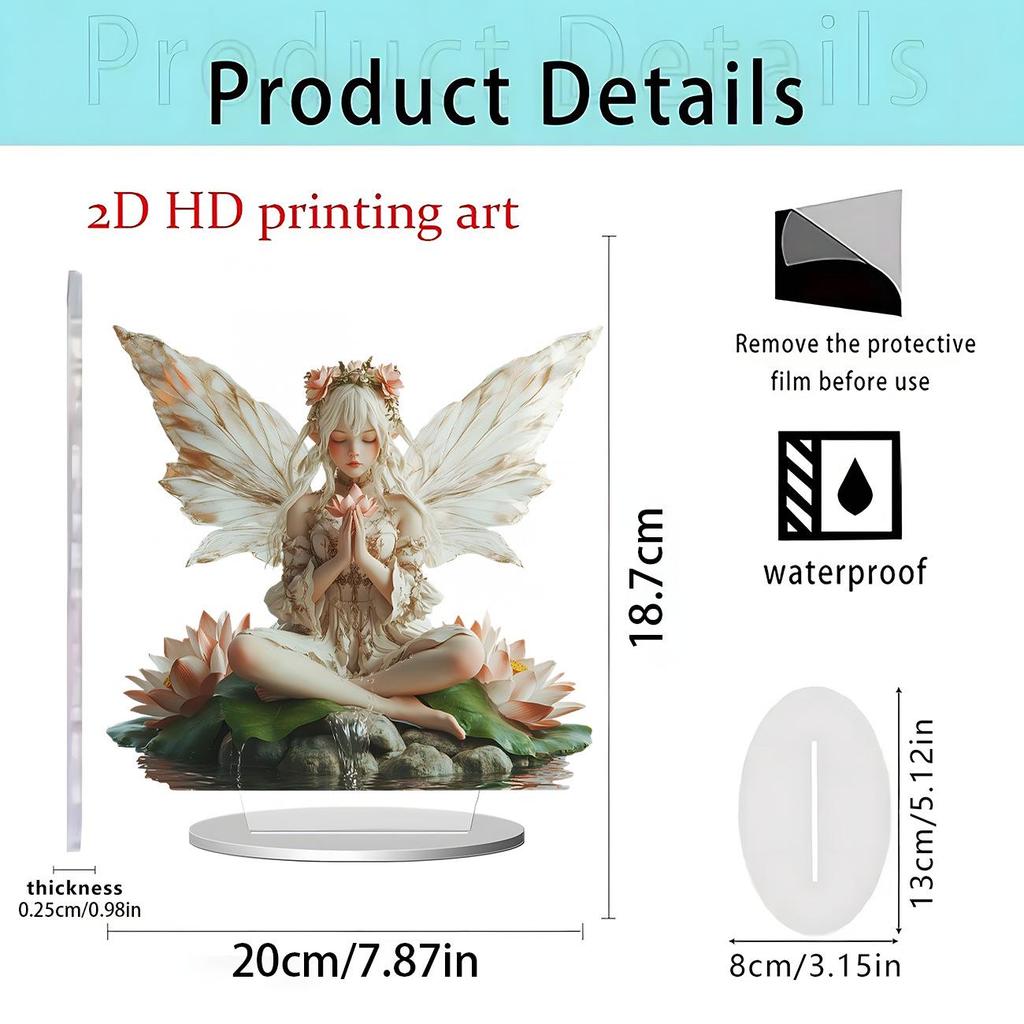 Fairy Tale Flower Fairy & Unicorn 2D Acrylic Ornament for Home Decor