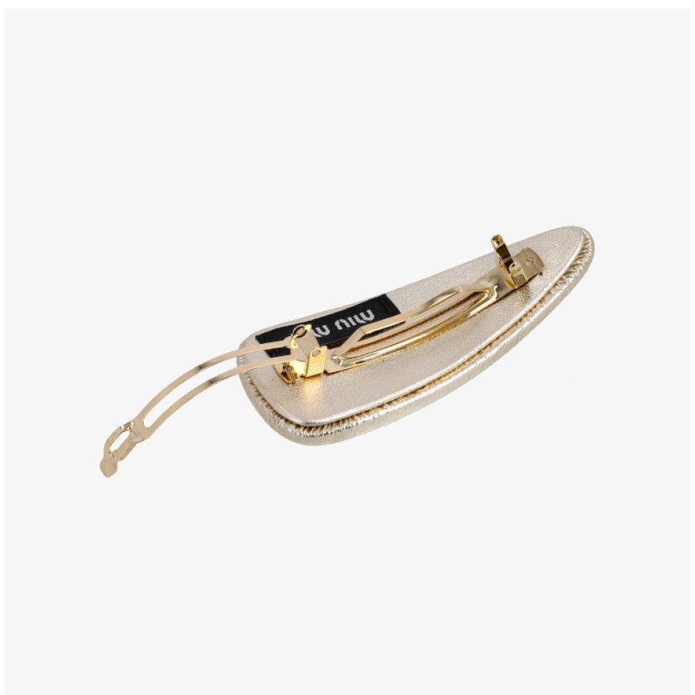 Miu Miu 5if092 2ct4 F0846 Logo Nappa Leather Hair Clip