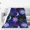 Moonlight Garden Blanket Grape Flower Surround Moon Star Flannel Blanket Bedroom Living Room Home Sofa Blanket