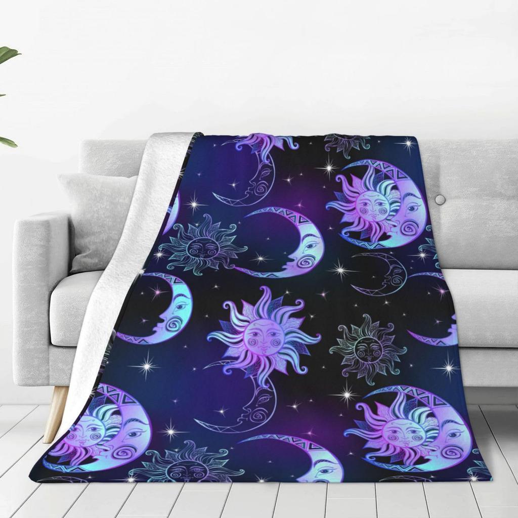 Moonlight Garden Blanket Grape Flower Surround Moon Star Flannel Blanket Bedroom Living Room Home Sofa Blanket