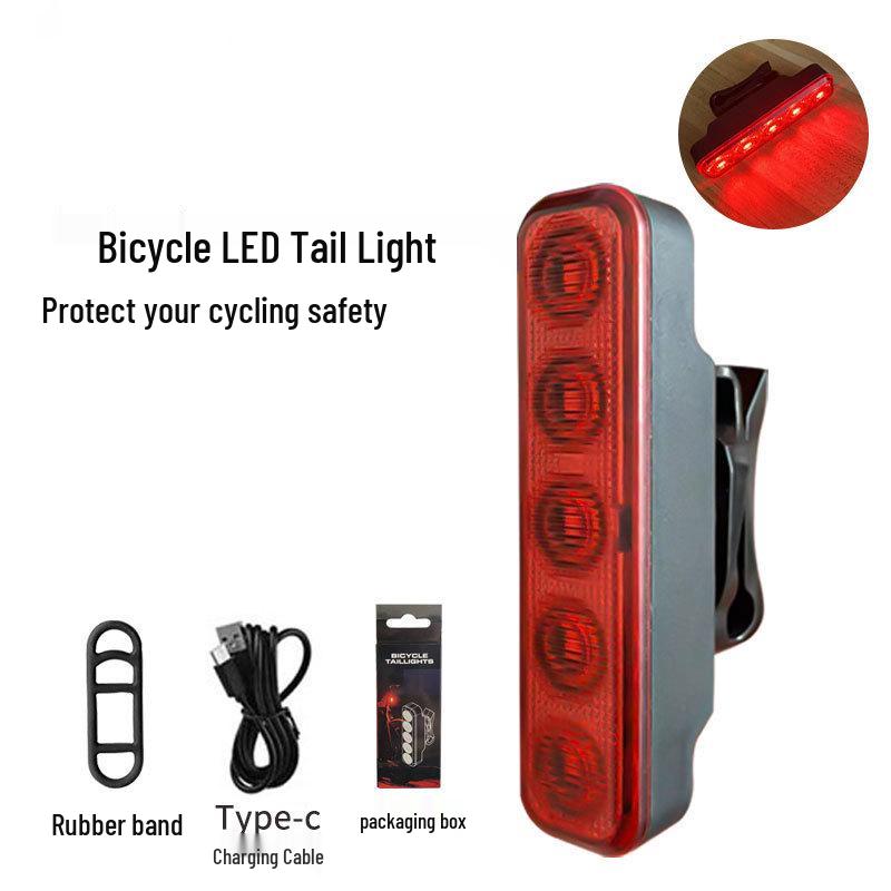 USB Rechargeable Bicycle LED Tail Light: High Brightness, Multi-Mode, Anti-Slip, Wear-Resistant, Portable Night Riding Warning Light.