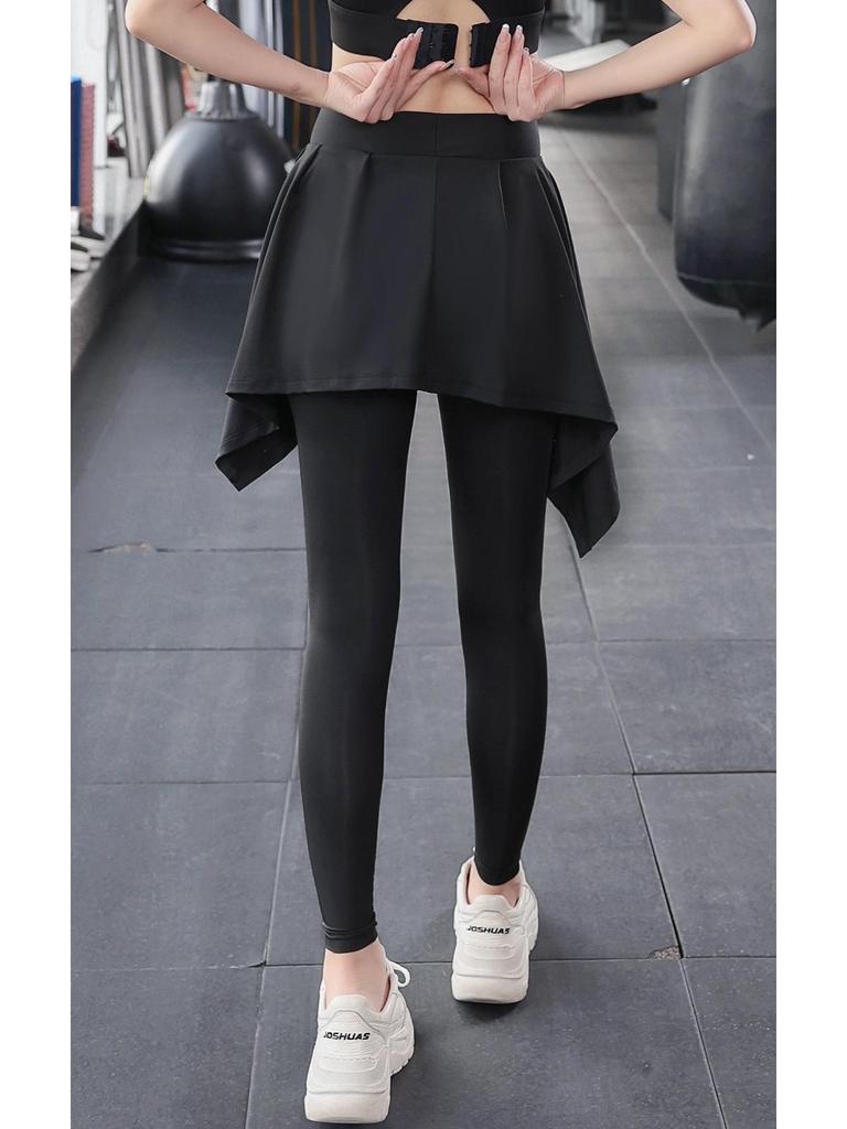 Pantalon Jupe de Yoga Taille Haute pour Femme - Amincissant, Soie Glacée Respirante, Style Deux Pièces pour la Course et le Fitness