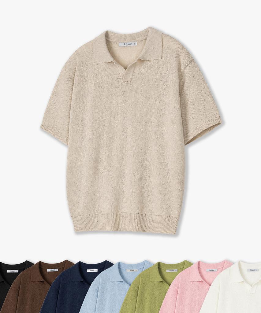 POLYGRAM Boucle Open Collar Half Knit - 8 Colors (Type A)