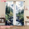2pcs, plane printing Popular Curtains Serene Forest & Stream Versatile 100% Polyester (without rod) Outdoor Decorations for
