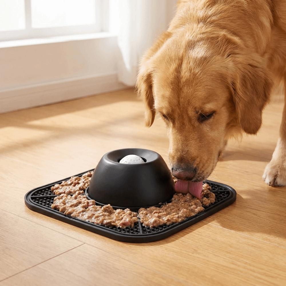 Non-Slip Dog Licking Bowl Silicone with Rolling Ball Slow Feeder Dog Bowl Bite Resistant Anti-Choking Slow Feeder
