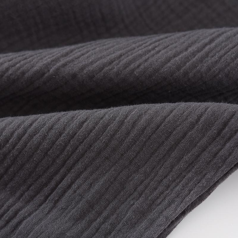 Męski Lekki Bawełniany Piżamowy Zestaw z Gniecionej Bawełny – Krótki Rękaw, Podwójna Warstwa, Do Noszenia w Domu i na Zewnątrz