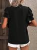 2025 Women's V-Neck Double-Layer Ruffle Sleeve Solid Color Summer Top