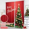 2pcs 2D flat printing Christmas Window Curtains Merry Christmas Tree_c Polyester Without Electricity Festive Wall Decor for
