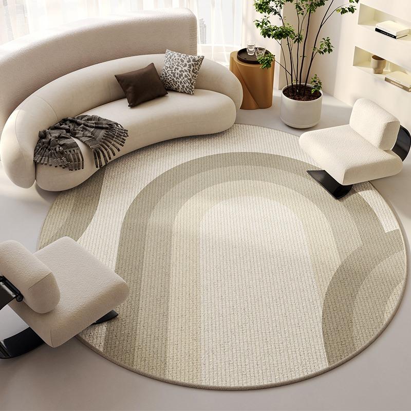 Round Living Room Carpet Large Bedroom Rug Bedside Floor Mat Soft Fluffy Beige Carpets Home Decoration Rugs Alfombra De Salón