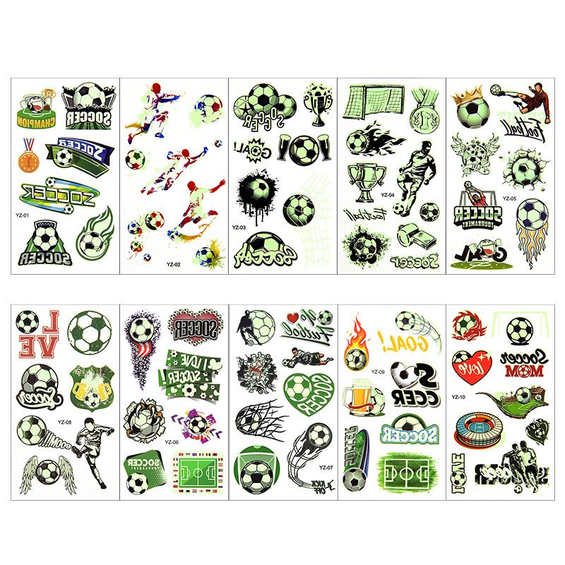 10Pcs Soccer Party Luminous Tattoo Stickers Kids Sports Football Theme Birthday Party Decoration Supplies Gift for Guests