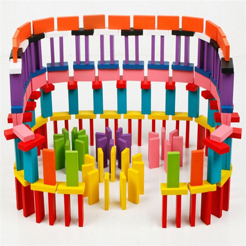 120 Pieces 12 Colors Children Building Blocks Large Domino Early Education Wooden Toys