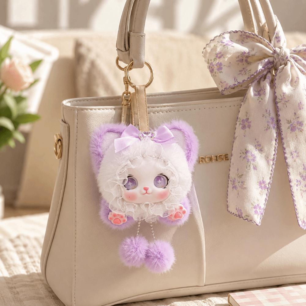 Ornaments Cat Plush Keychain Bag Hanging Doll Bag Charm Cartoon Car Key Ring Backpack