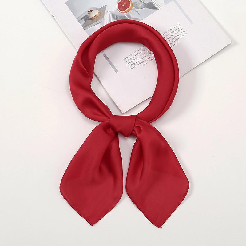 70cm Solid Color Simple Silk Scarf Women Imitation Silk Fashion Versatile Headwear Bag Accessories Clothing Square Scarf