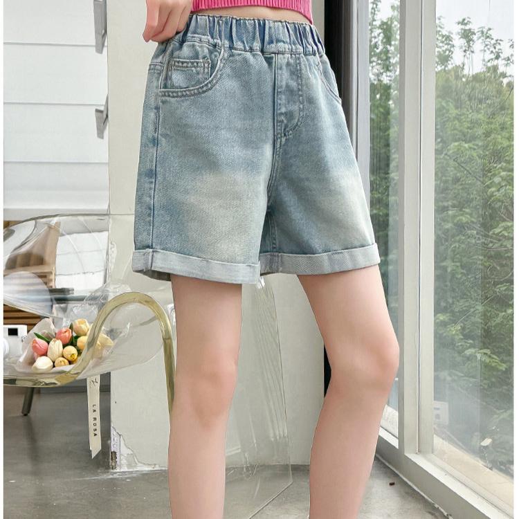 Girls' Denim Shorts for Summer Loose Pants Breathable Denim Pants