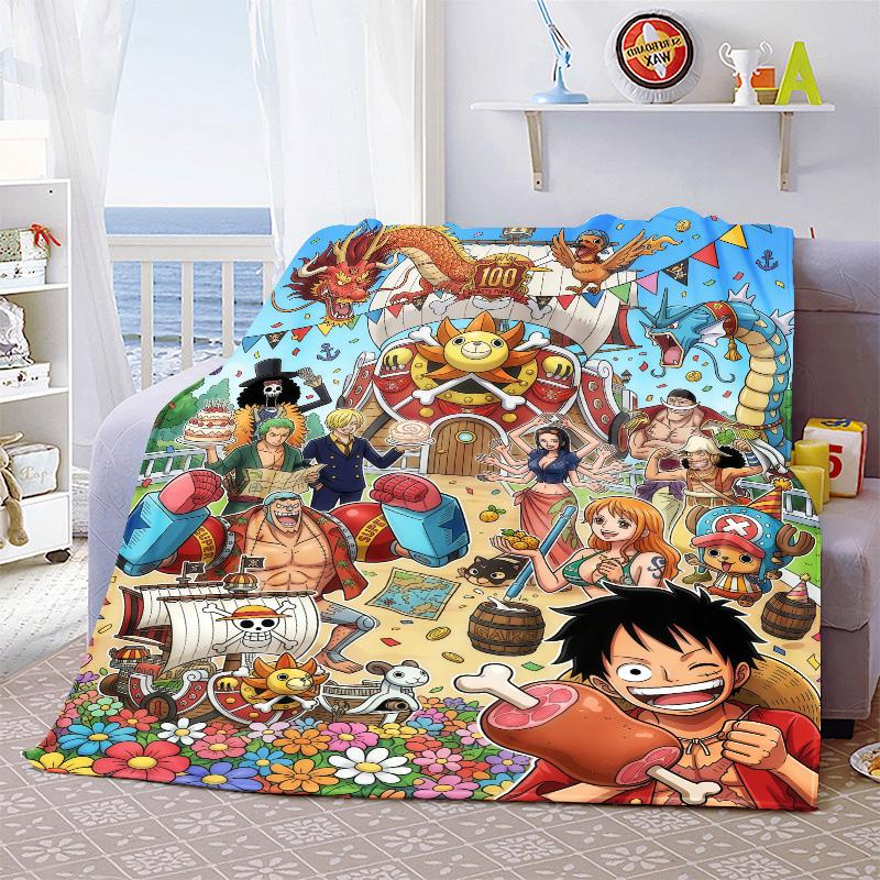 One Piece Flannel Blanket Soft Plush Warm Lightweight Throw for Bed Sofa Couch Cozy Winter Travel Home Decor Gift Idea -QJY