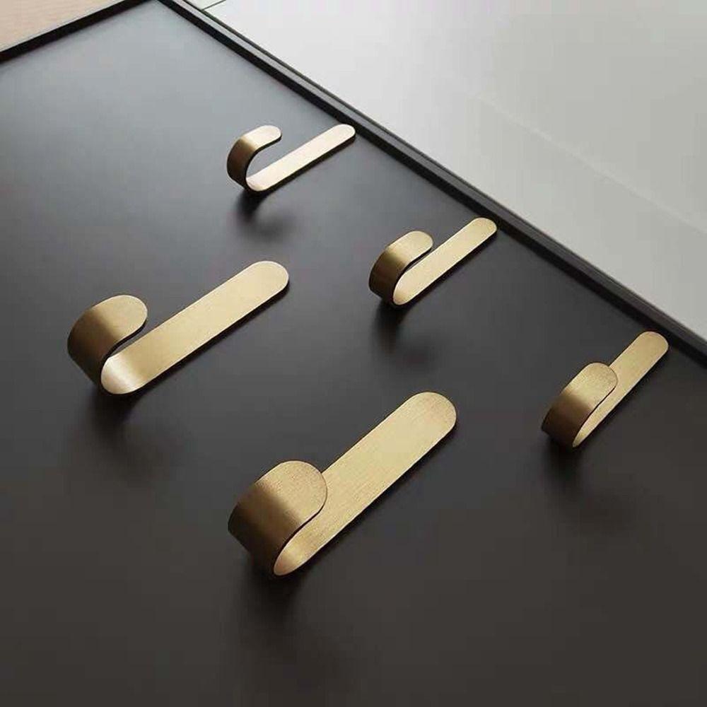 J Shaped Key Holder Gold Coat Hook Punch-free Furniture Hardware  for Kitchen Bathroom