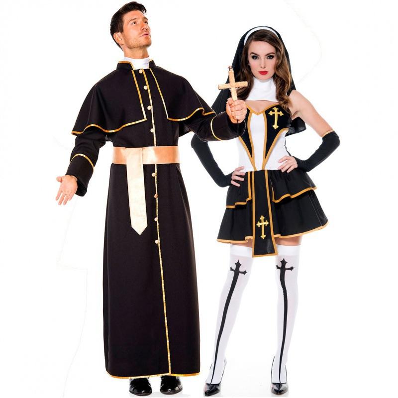 Fashionable Priest Mxl And Nun Outfit Comfortable Material Ideal For Themed Parties