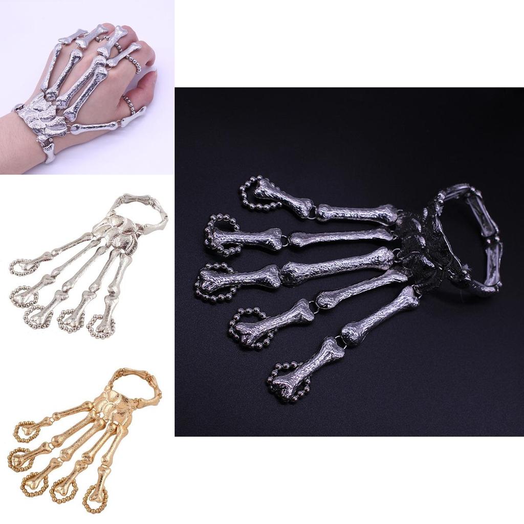 Punk Halloween Bone Skeleton Hand Jewelry With Alloy Material For Women Party Wear