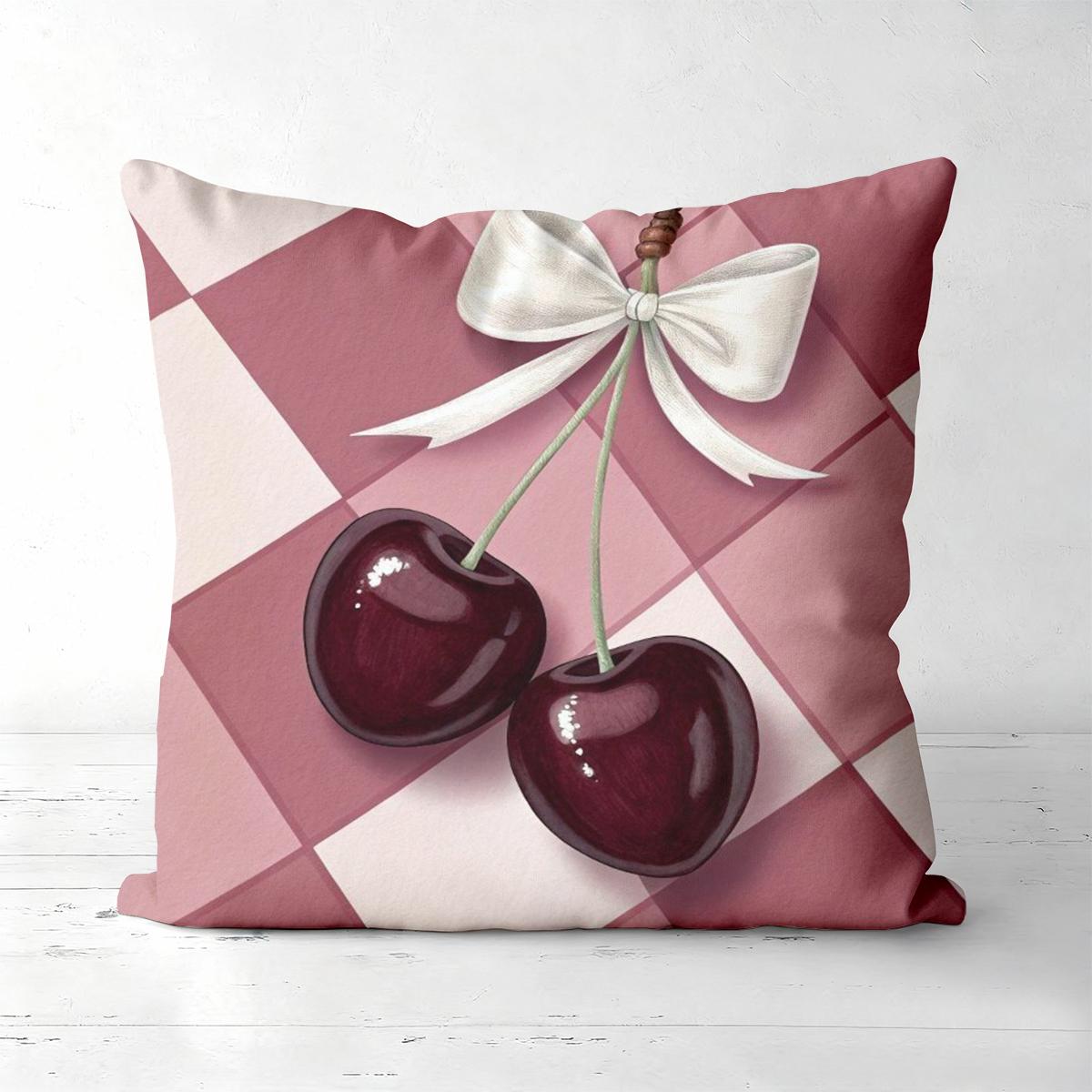 

Cherry Patterned Cushions Pink Bow Decor Home Accent Polyester pillowcase, sofa decorative cushion cov Headboard Pillow 45x45cm