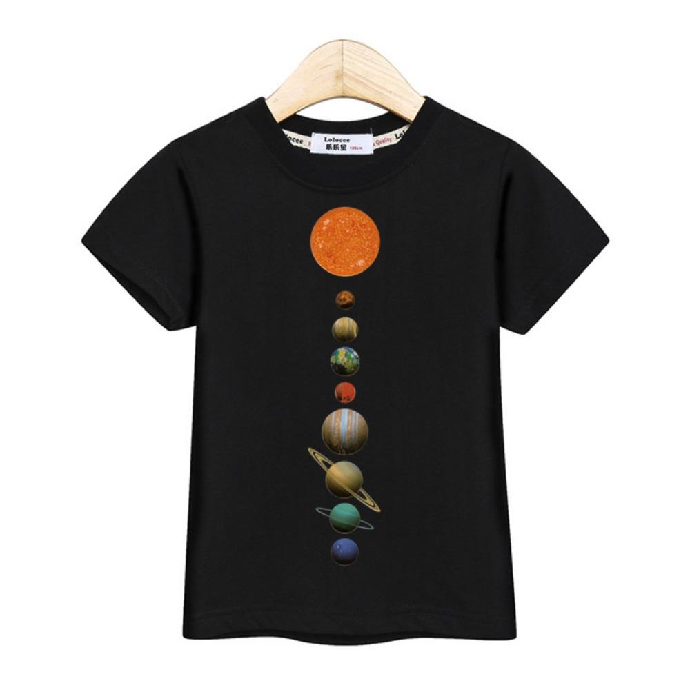New Children Summer Tops Astronaut Cartoon T-shirt Baby Boys Short Sleeves Shirt 3-14T US Size Clothing