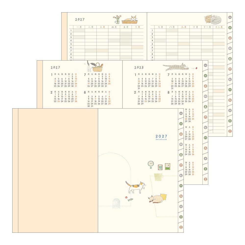Midori Pocket Diary 2027 B6 Weekly Cat 22449006 January Planner, Pattern, (Starts 2027)
